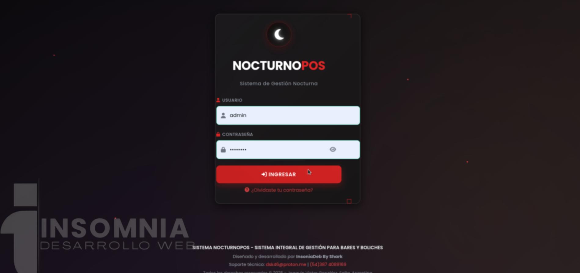 NocturnoPOS - Interfaz Principal